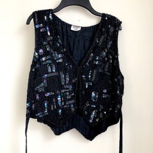 •Circa 70’s• black sequence vest